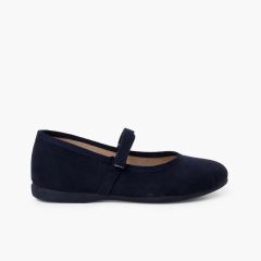 Chaussures fille en serratex à scratch Bleu Marine
