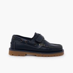 Chaussures bateau pour Garçon avec Scratch Bleu Marine