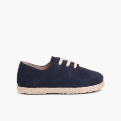 Tennis avec Lacets en Suède et Jute pour Enfant Bleu Marine