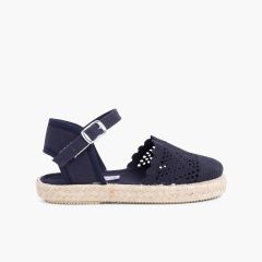 Espadrilles Brodées à boucle  Bleu Marine