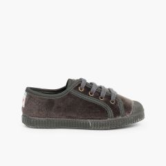 Baskets Enfants en velours avec lacets Gris