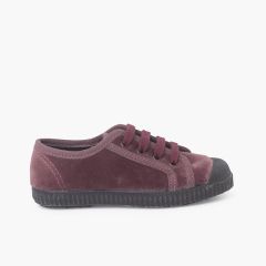 Baskets Enfants en velours avec lacets Rose