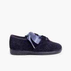 Chaussures anglaises enfants en suède Bleu Marine