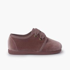 Chaussures en velours à ruban Rose Pâle