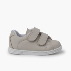 Chaussures de sport pour bébé et enfant cuir Lavable Beige