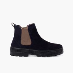 Bottes enfants semelle track à élastique Bleu Marine