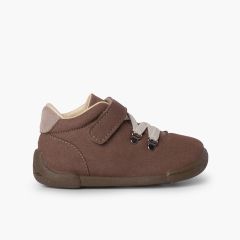 Chausson renforcé avec lacets élastiques et sangle adhérente Taupe