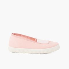 Ballerines pour fille élastiques en toile écologique et semelle Rose