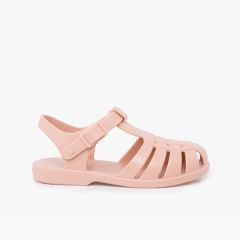 Sandales pour enfants avec fermoir à boucle aux couleurs poussiéreuses Rose Pâle