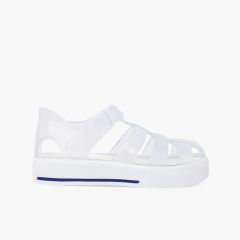 Sandales Plage fermoir clip parure boucle Tennis Blanc