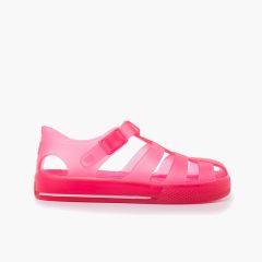 Sandales à semelle ton sur ton et fermeture à clip Fucsia