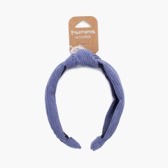 Bandeau à nœud en velours côtelé Bleu de France