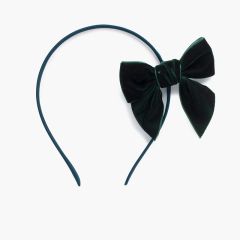 Bandeau en satin avec nœud en velours Vert Bouteille
