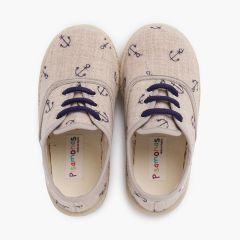 Baskets ancre avec lacets de couleur Bleu Marine