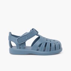 Sandales plastique à fermeture scratch Tobby Solid Océan