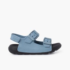 Sandales à double boucle et à scratch semelle EVA Bleu