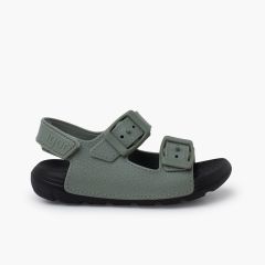 Sandales à double boucle et à scratch semelle EVA Vert