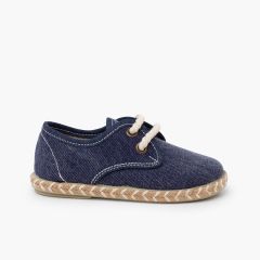 Derbies garçon toile semelle jute bicolore Bleu Marine