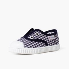 Baskets Vichy sans lacets Bleu Marine