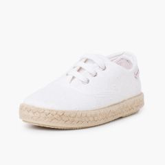 Baskets de type Espadrille Tissu brodé suisse Blanc