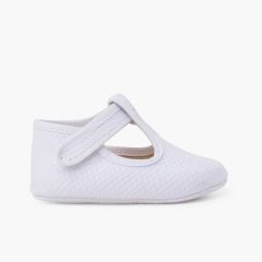 Chaussures salomé piqué matelassé fermeture à scratch bébé Blanc
