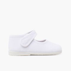 Chaussures babies en toile semelle fine et fermeture scratch Blanc
