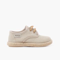 Derbies en lin à lacets et base en jute Beige
