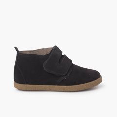 Bottes en suéde avec large bande adhésive Gris