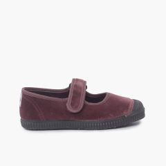 Chaussures Babies en velours embout en caoutchouc Vieux Rose