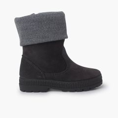 Bottes à col en laine pour enfants Gris