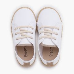 Baskets toile lacets semelle espadrille Blanc comme neige