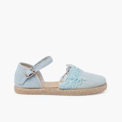 Espadrilles dentelle cérémonie Bleu ciel