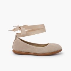 Ballerines élastique nœud et bracelet Sable