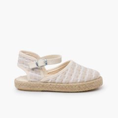 Espadrilles à carreaux brodés plumeti Beige