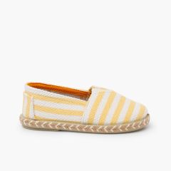 Espadrilles rayures style camping bande élastique Jaune