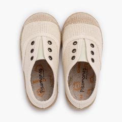 Baskets lin sans lacets embout en jute Écru