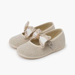 Babies nœud dentelle cérémonies Écru
