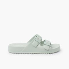 Sandales légères caoutchouc EVA double boucle Menthe