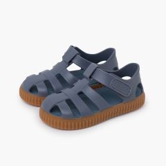 Sandales plastique semelle caramel Bleu