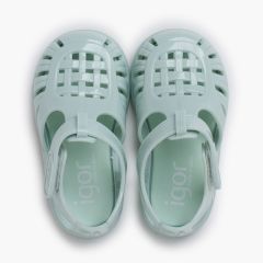 Sandales d'eau glossy fermeture adhésive Menthe