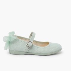 Chaussures babies cérémonie nœud de tulle Menthe