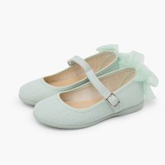 Chaussures babies cérémonie nœud de tulle Menthe