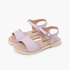 Sandales cuir dessus décolleté Lavande