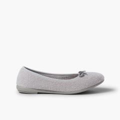 Chaussons Ballerines en Tissue Serviette Gris