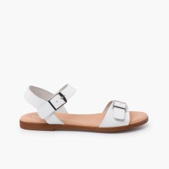 Sandales large boucle sur le cou-de-pied Blanc