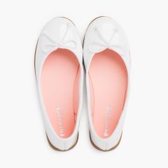 Ballerines cuir verni semelle caramel Blanc