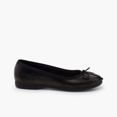 Ballerines brillantes et petit nœud Noir