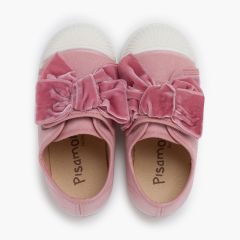 Baskets nœud velours Rose
