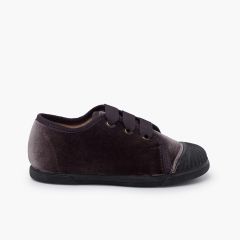 Baskets velours rubans faya Gris