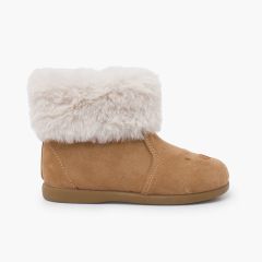 Bottes ours collier en fourrure Sable
